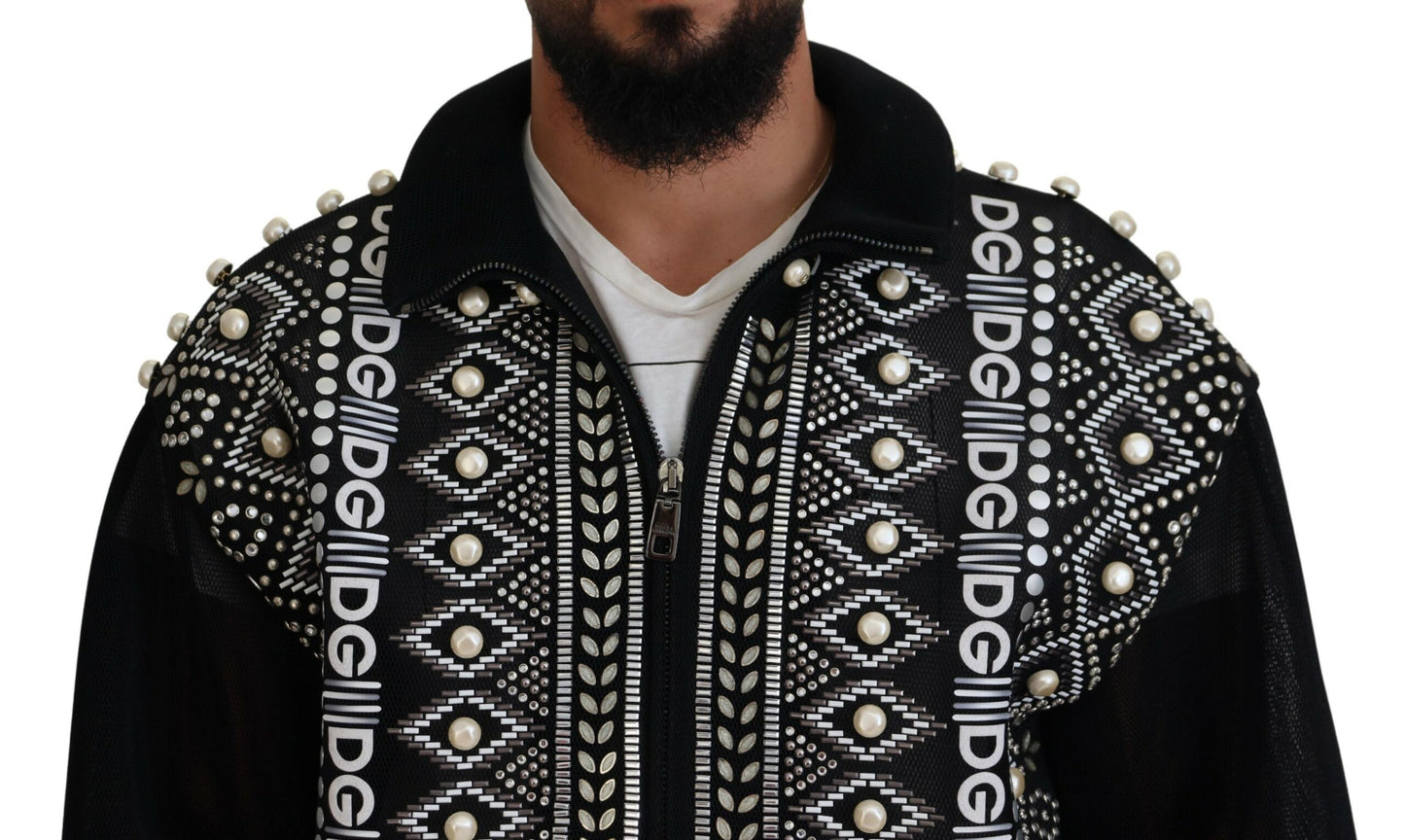 Black White DG Pearl Embellishment Jacket