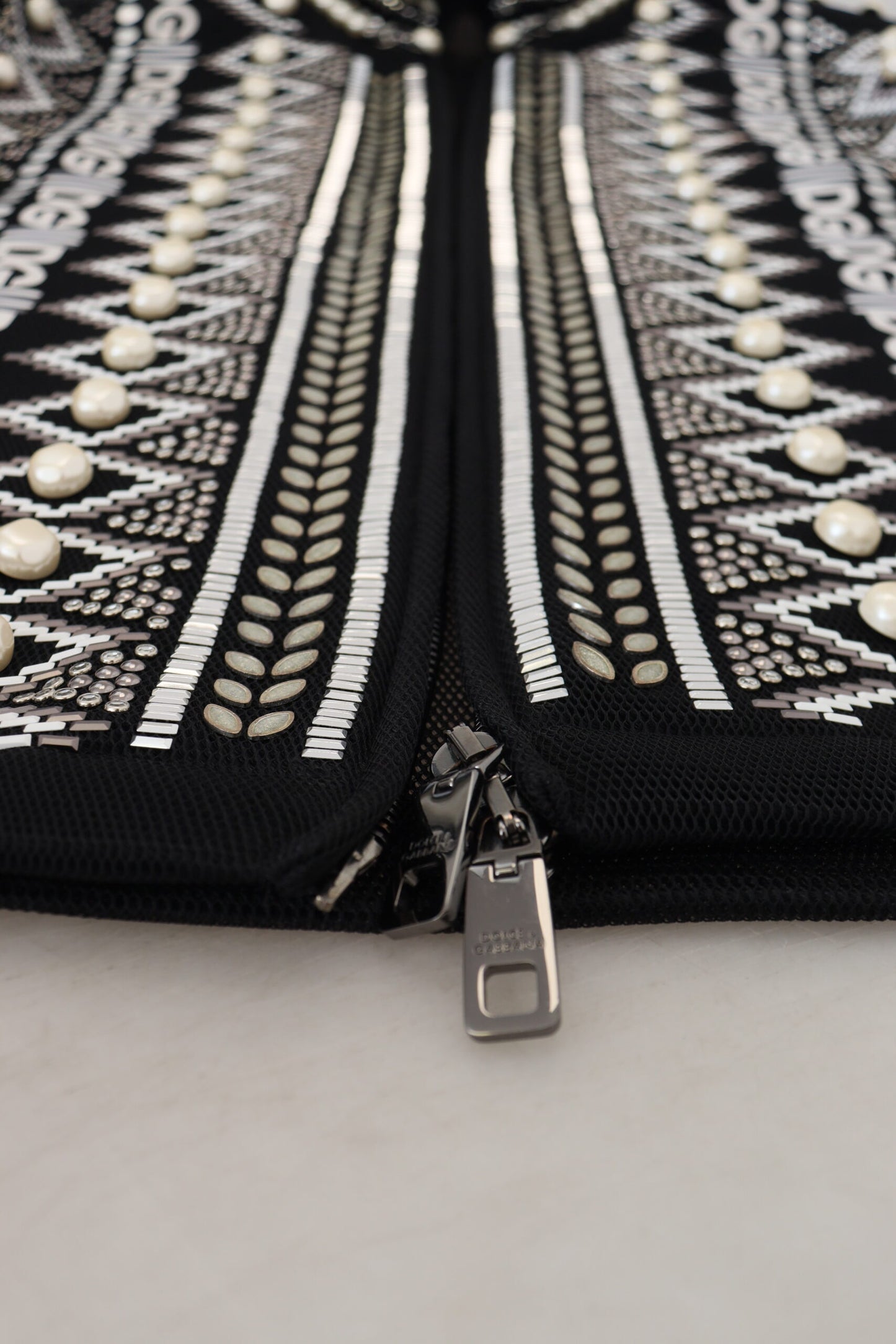 Black White DG Pearl Embellishment Jacket