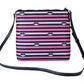 Jae Nylon Leather Flat Pink Striped Multi Crossbody HandBag Purse