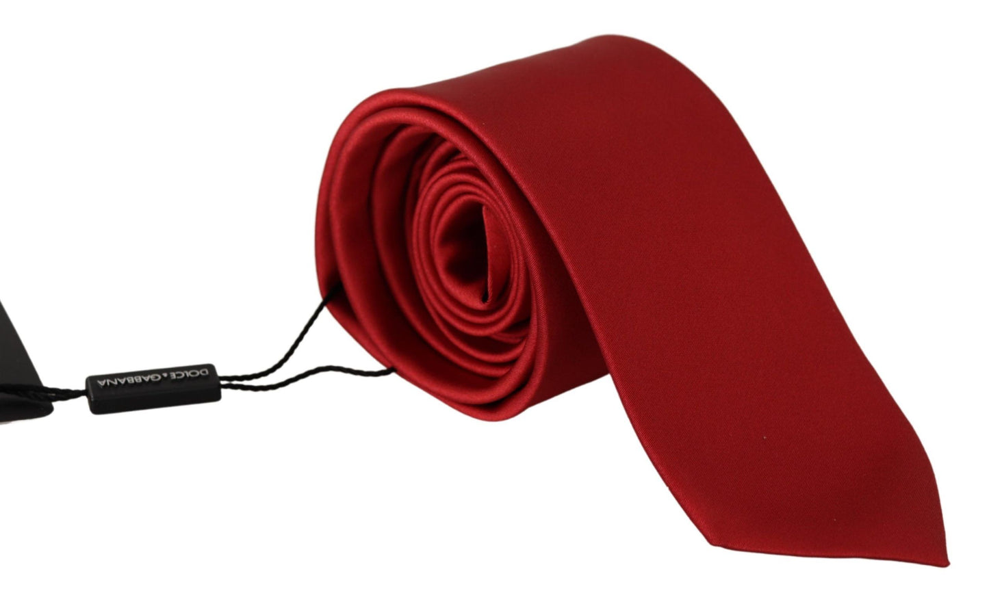 Red Solid Classic 100% Silk Necktie Accessory Tie