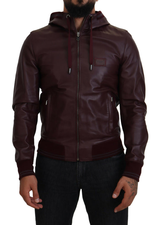 Maroon Hooded Leather Masterpiece Jacket