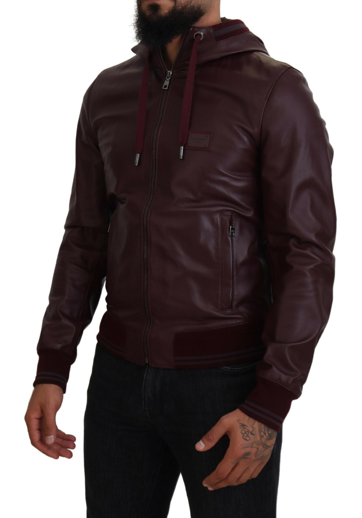 Maroon Hooded Leather Masterpiece Jacket