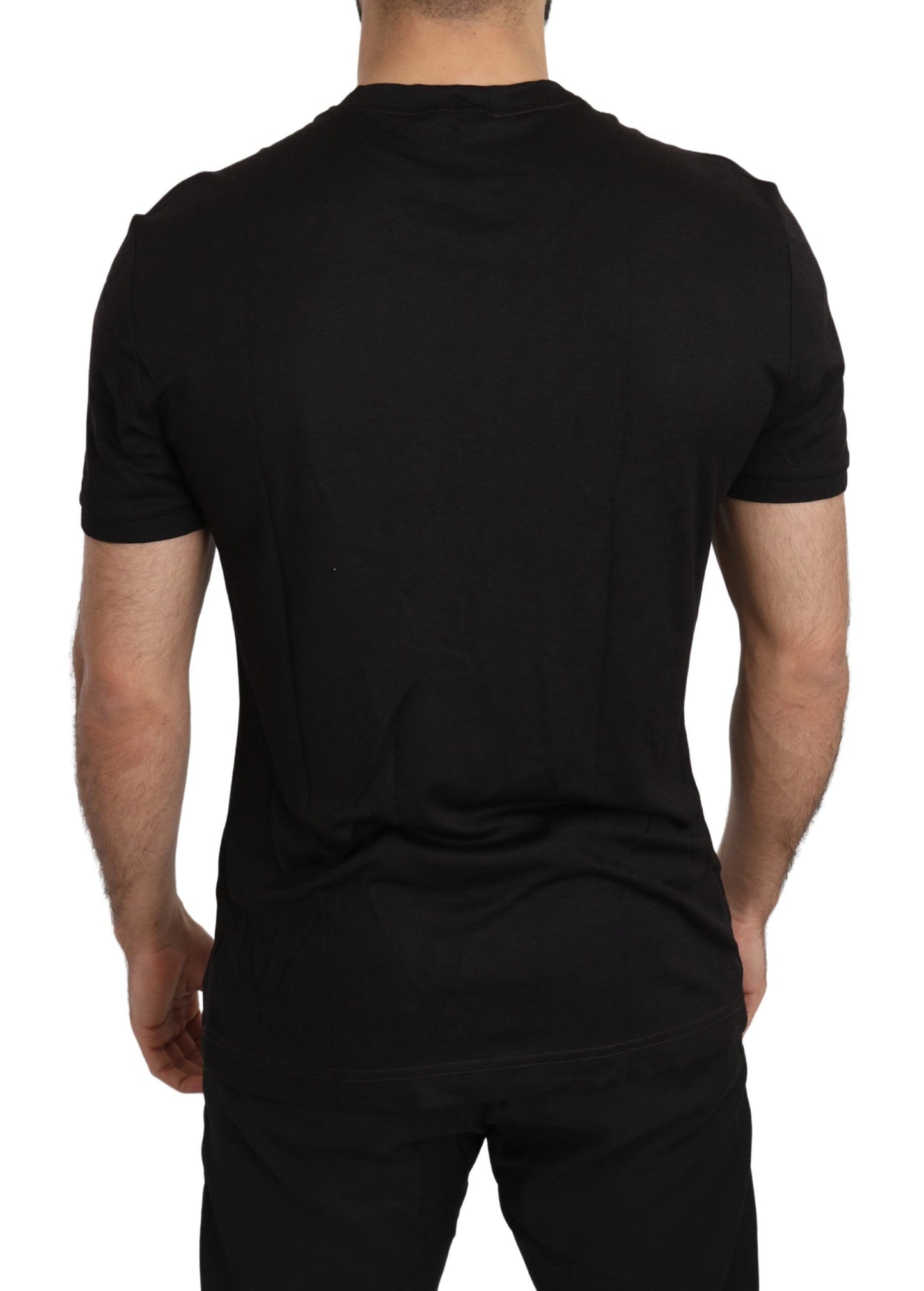 Sleek Black Crew Neck Tee with Exclusive Print