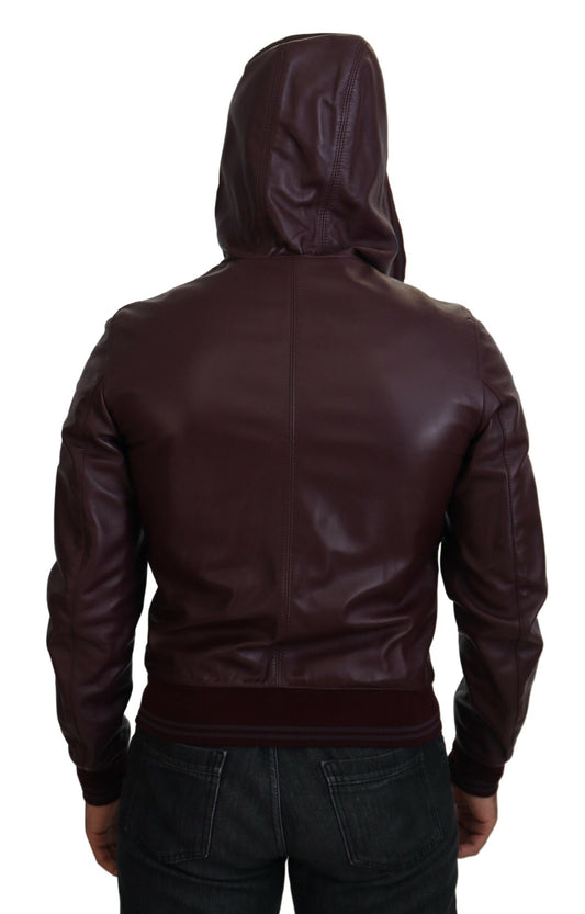 Maroon Hooded Leather Masterpiece Jacket