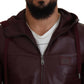 Maroon Hooded Leather Masterpiece Jacket