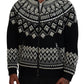 Black Embellished Cotton Full Zip Sweater