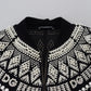Black Embellished Cotton Full Zip Sweater