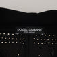 Black Embellished Cotton Full Zip Sweater