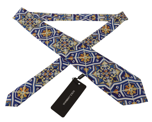 Elegant Multicolor Majolica Silk Tie