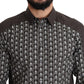 Gold Brown Slim Fit Dress Shirt with Skull Print