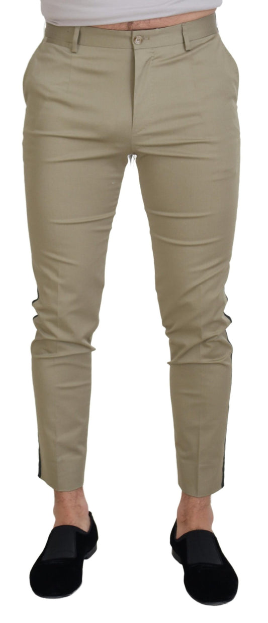 White Brown Slim Fit Chino Pants