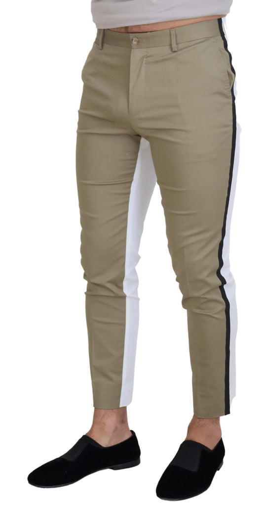 White Brown Slim Fit Chino Pants