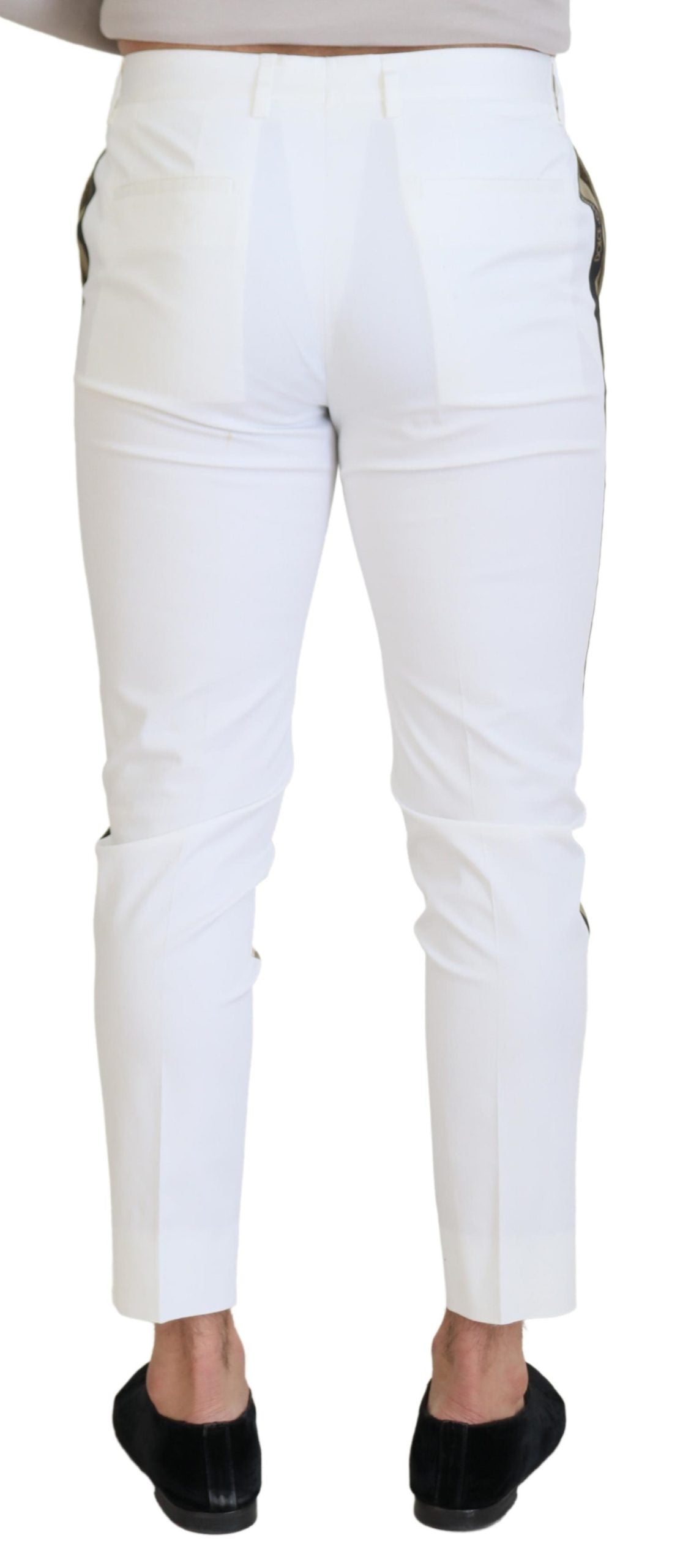 White Brown Slim Fit Chino Pants