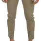 White Brown Slim Fit Chino Pants