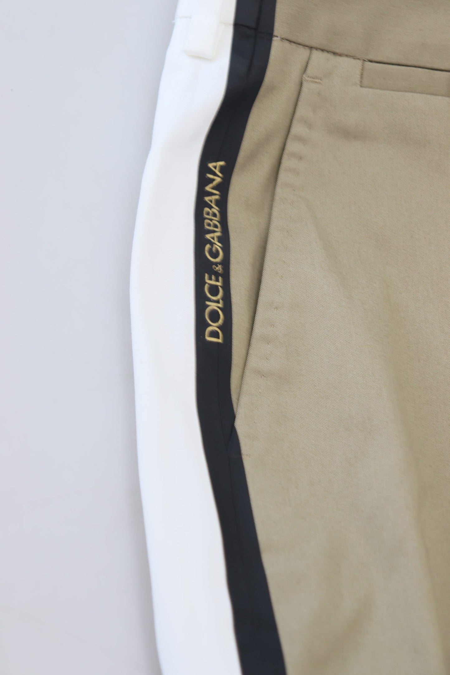 White Brown Slim Fit Chino Pants