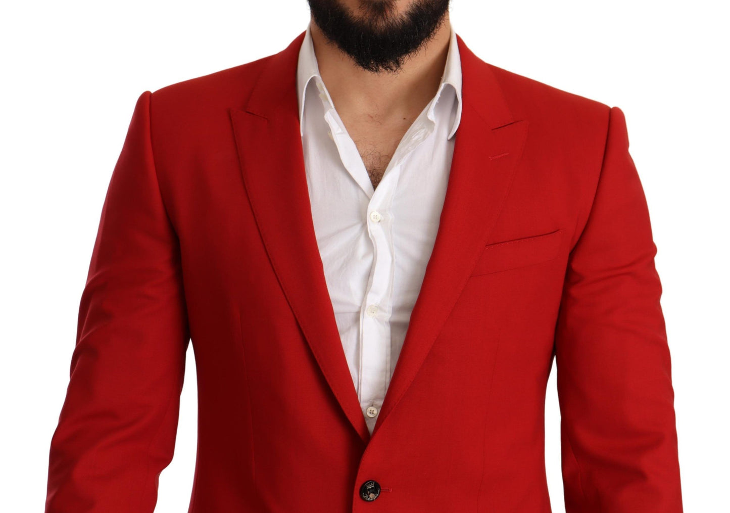 Exquisite Red Virgin Wool Two Button Blazer