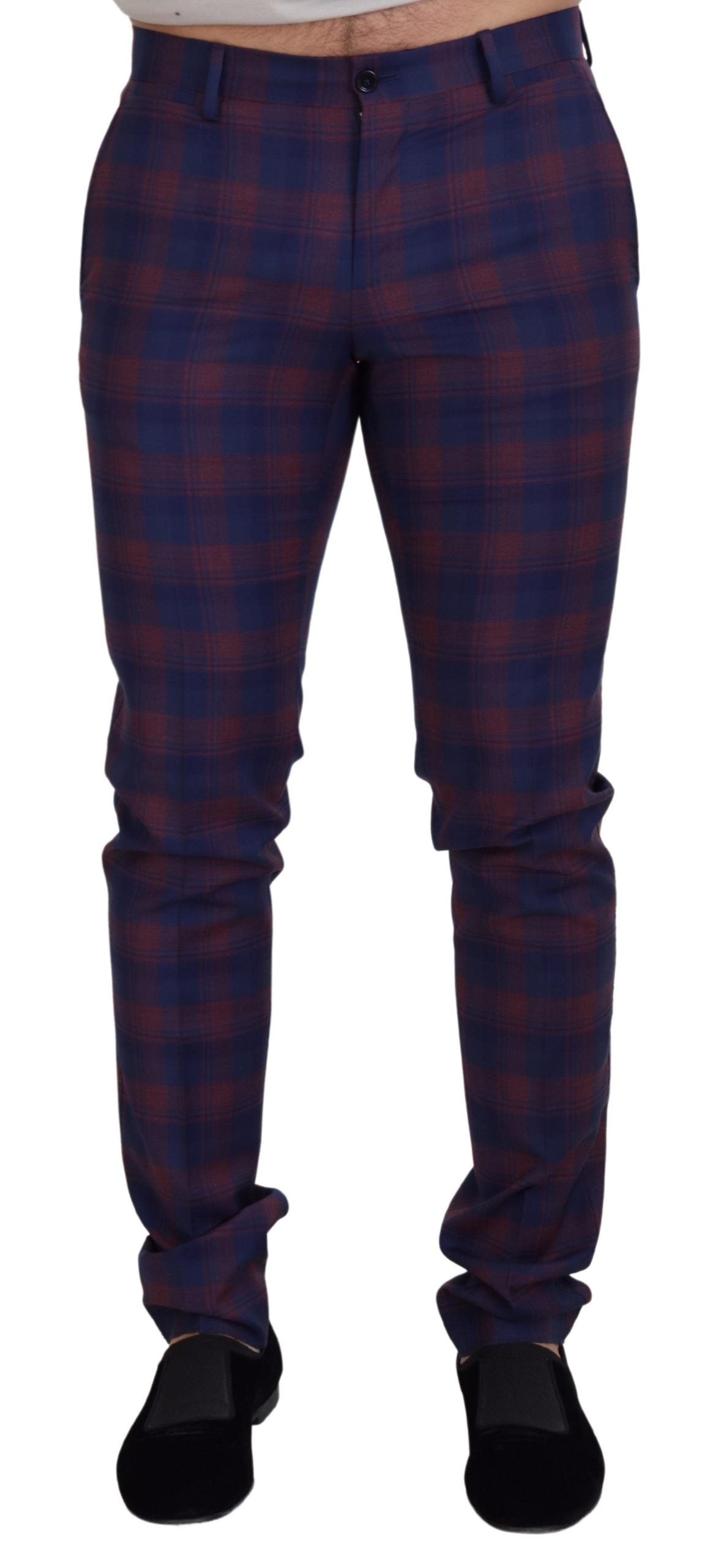 Chic Multicolor Checkered Wool Pants