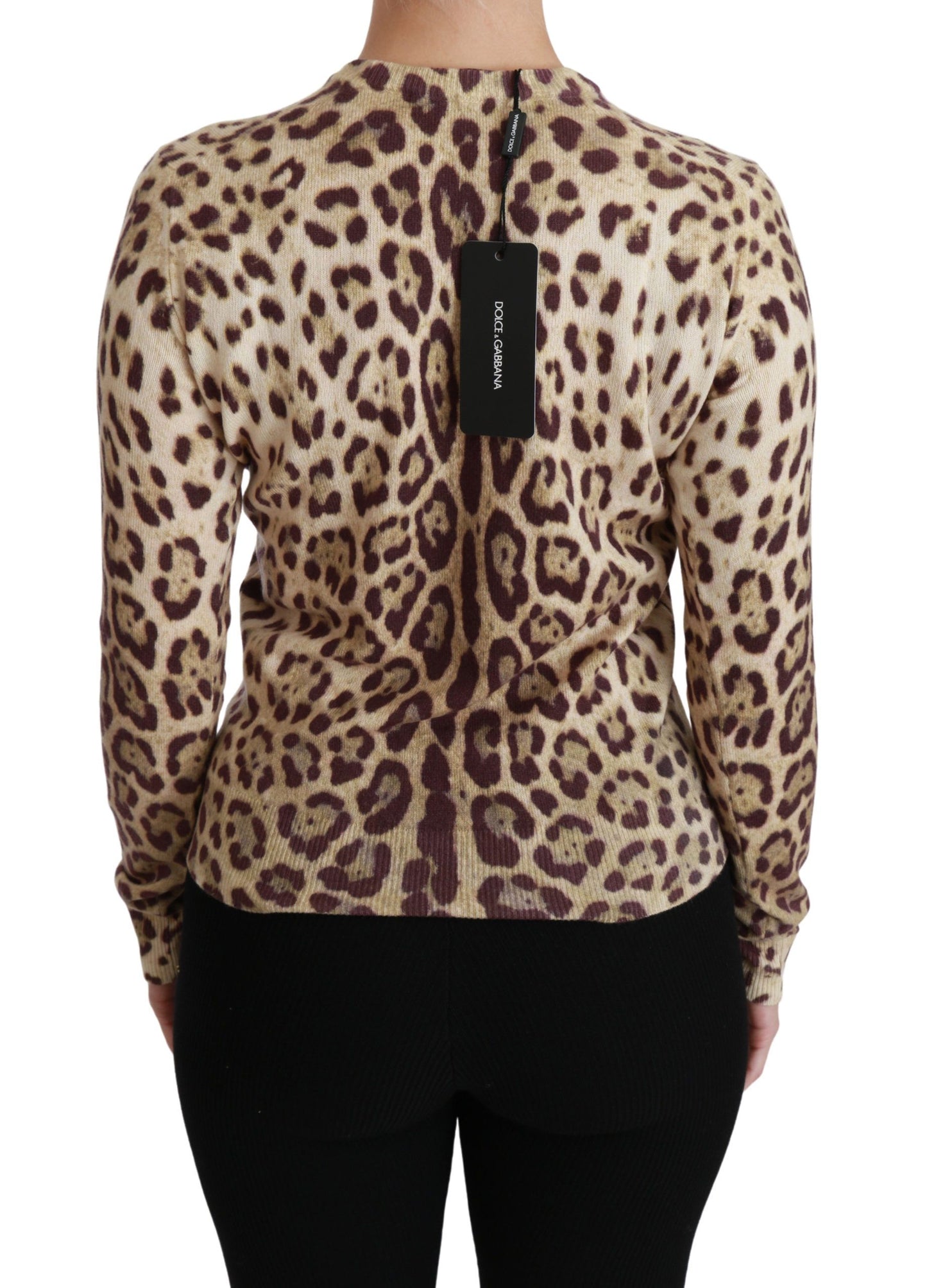 Leopard Cashmere Long Sleeve Blouse Sweater