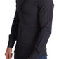 Elegant Black Slim Fit Cotton Dress Shirt