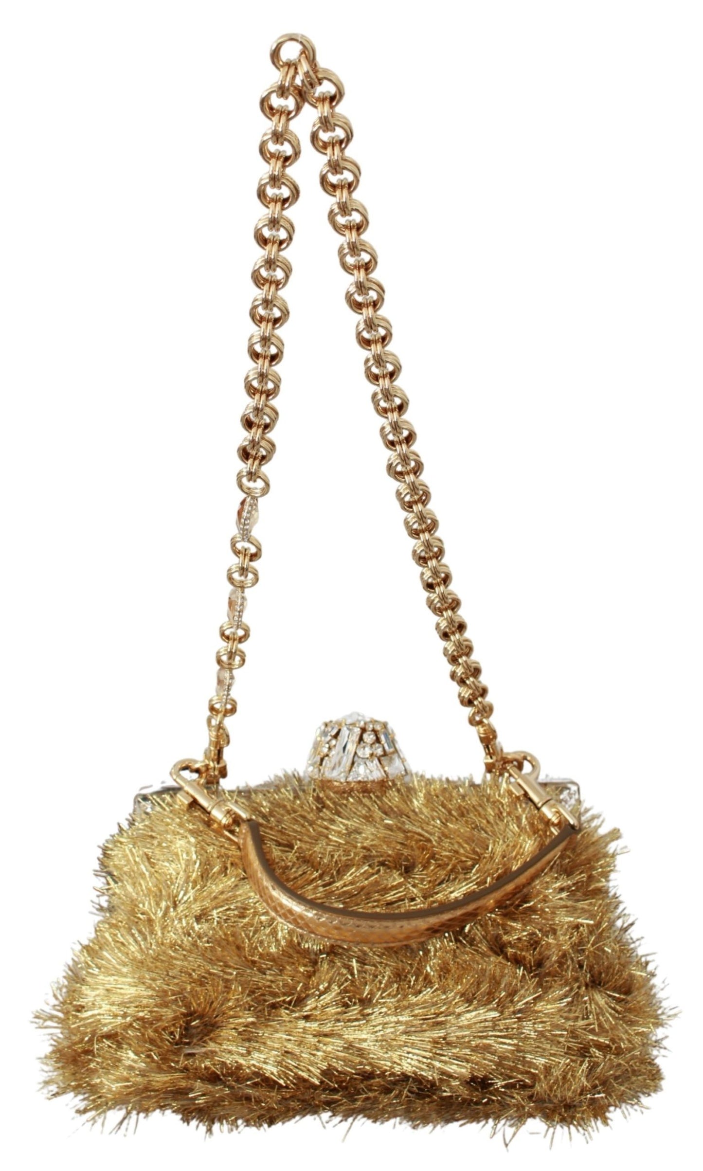 Glamorous Gold Evening Clutch with Crystals