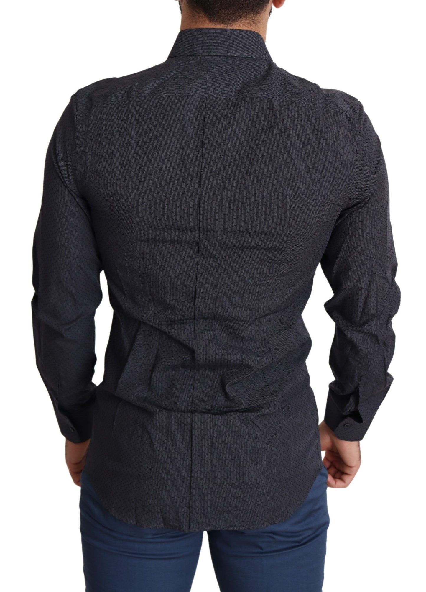 Elegant Black Slim Fit Cotton Dress Shirt