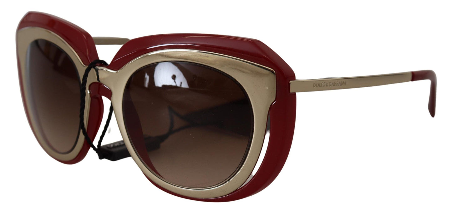 Elegant Red Gold-Plated Women's Sunglasses