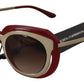 Elegant Red Gold-Plated Women's Sunglasses