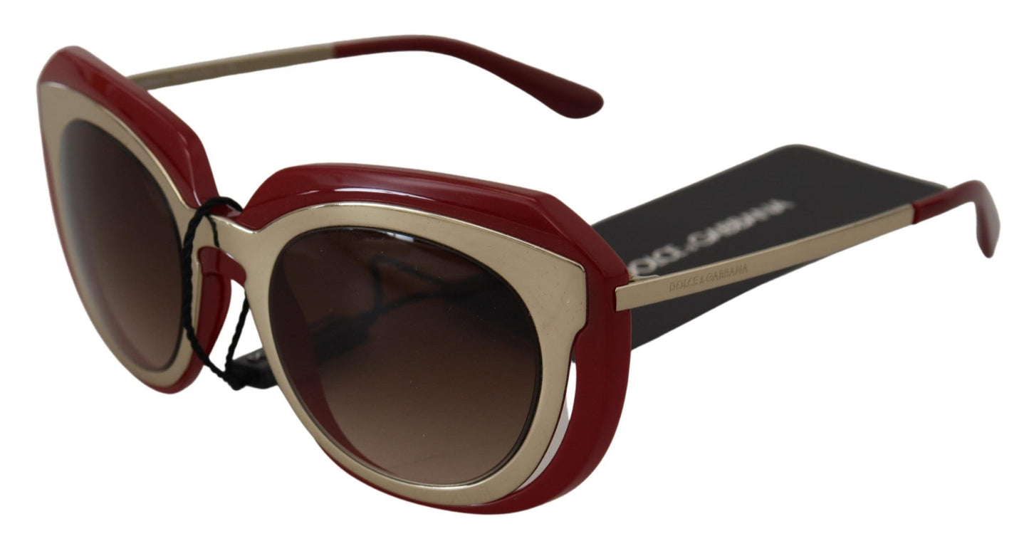 Elegant Red Gold-Plated Women's Sunglasses