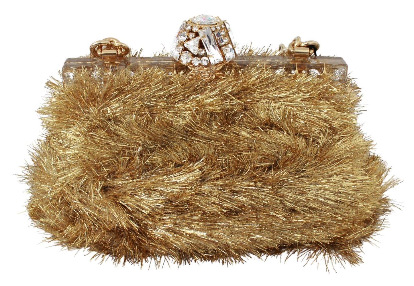 Glamorous Gold Evening Clutch with Crystals