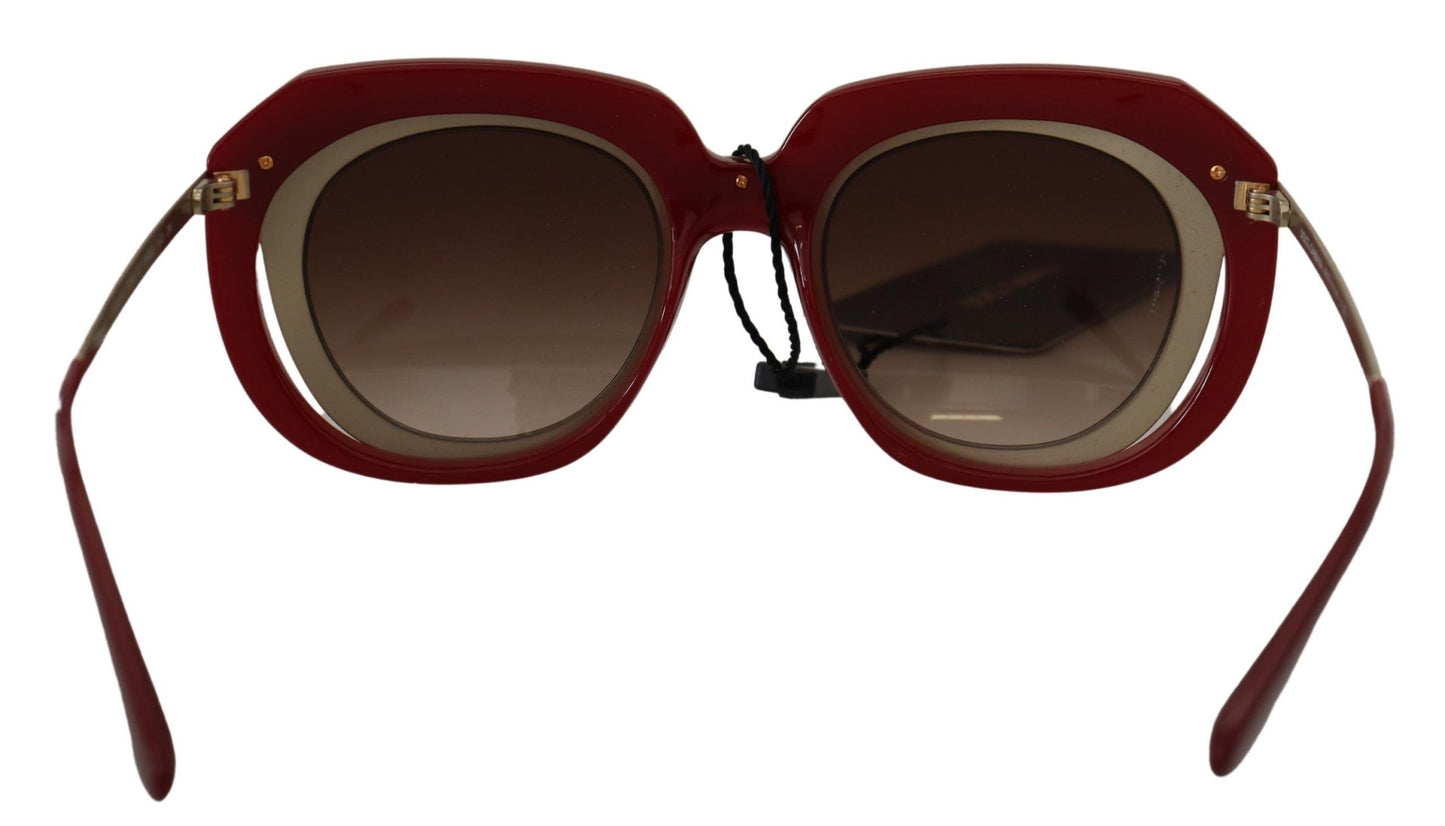 Elegant Red Gold-Plated Women's Sunglasses