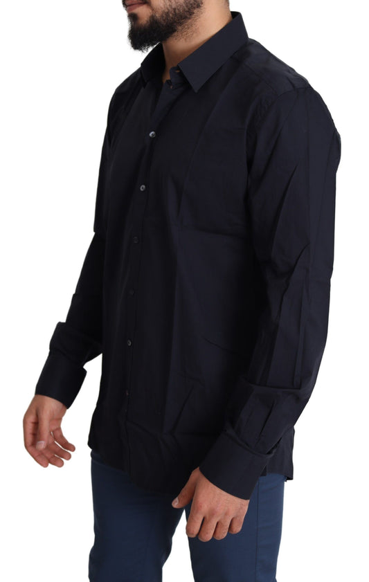 Elegant Slim Fit Black Dress Shirt