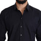 Elegant Slim Fit Black Dress Shirt