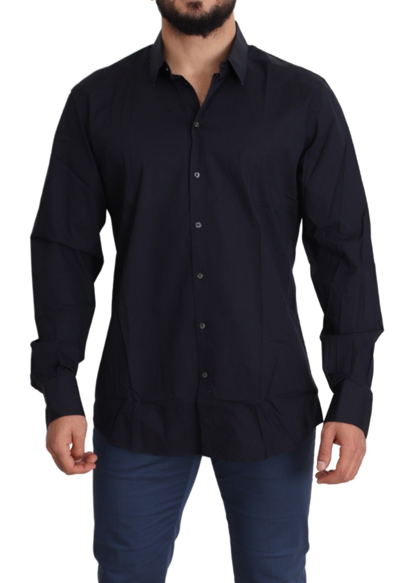 Elegant Slim Fit Black Dress Shirt