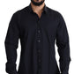 Elegant Slim Fit Black Dress Shirt