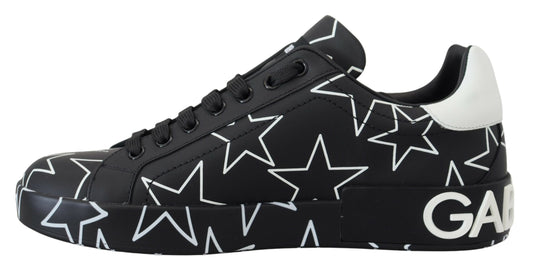 Star-Embellished Leather Low Top Sneakers