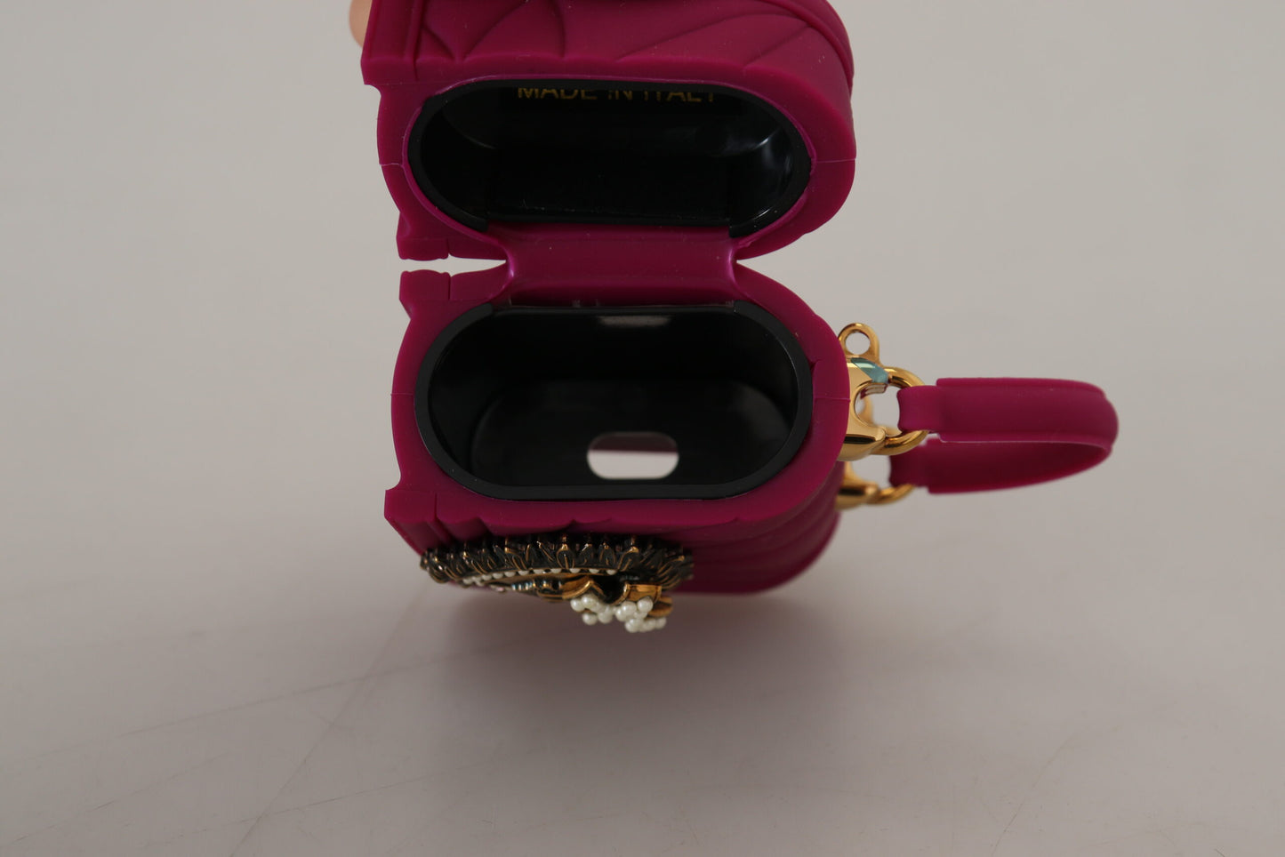 Chic Pink Silicone Airpod Case with Gold Accents