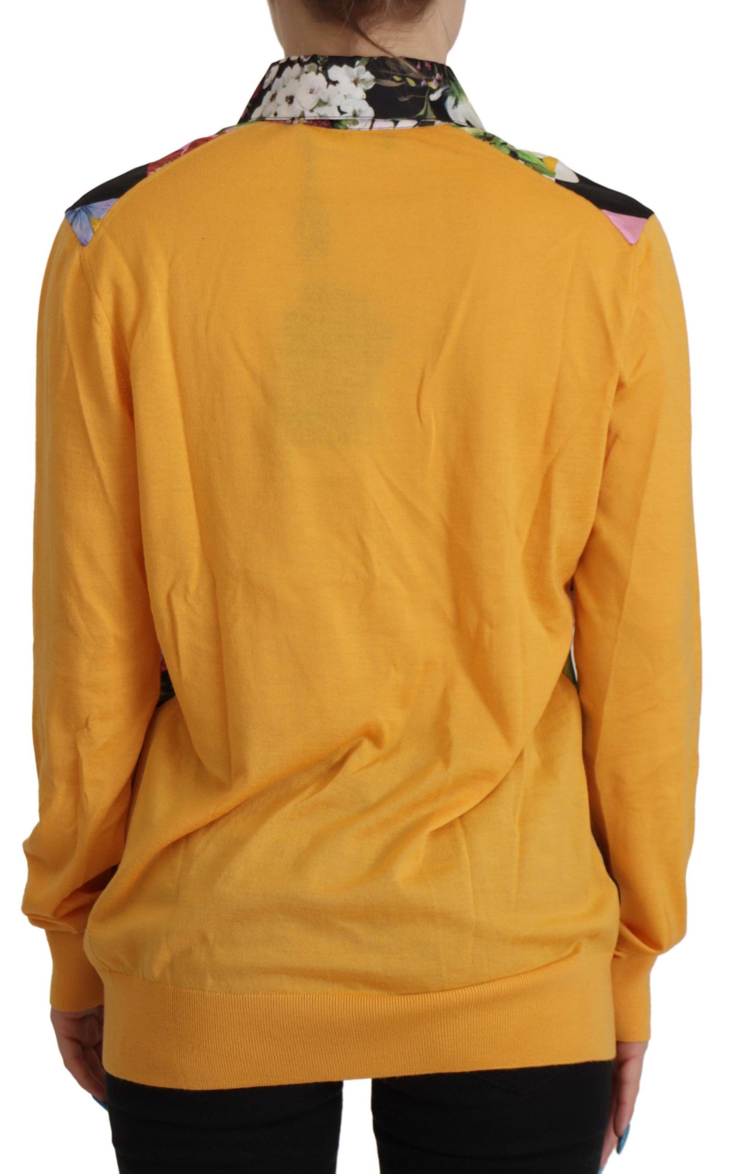 Elegant Yellow Cashmere Silk Blend Sweater