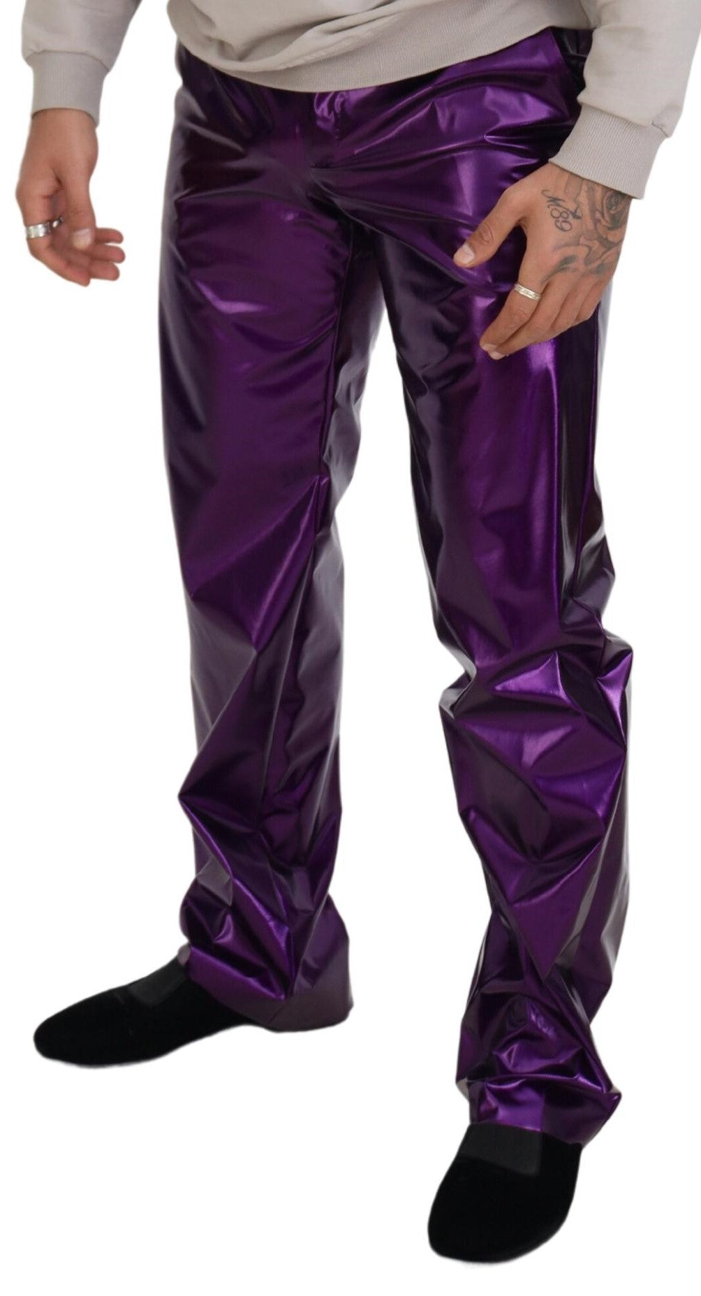 Elegant Shining Purple Straight Fit Pants