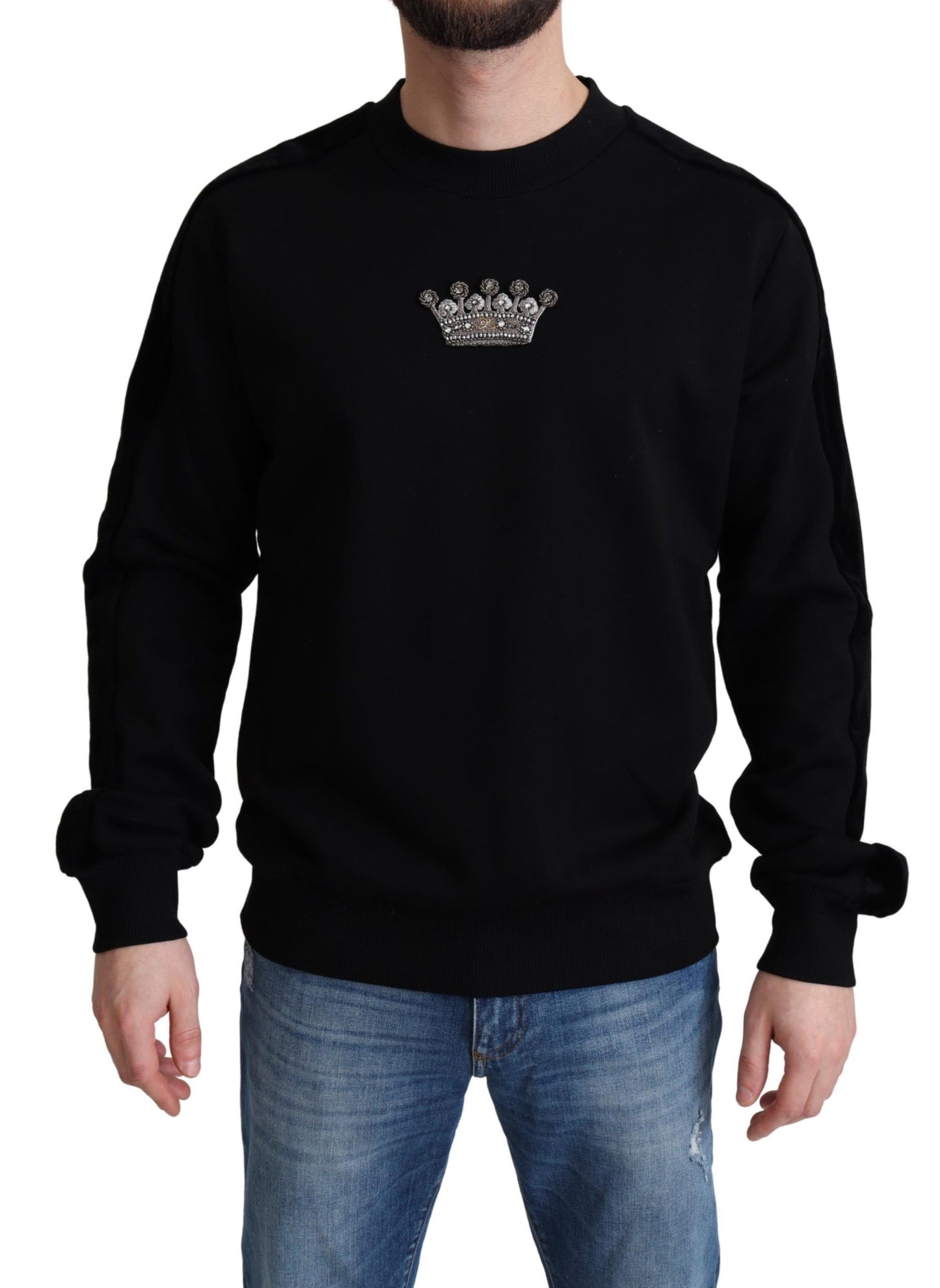 Elegant Crystal Crown Crewneck Sweater