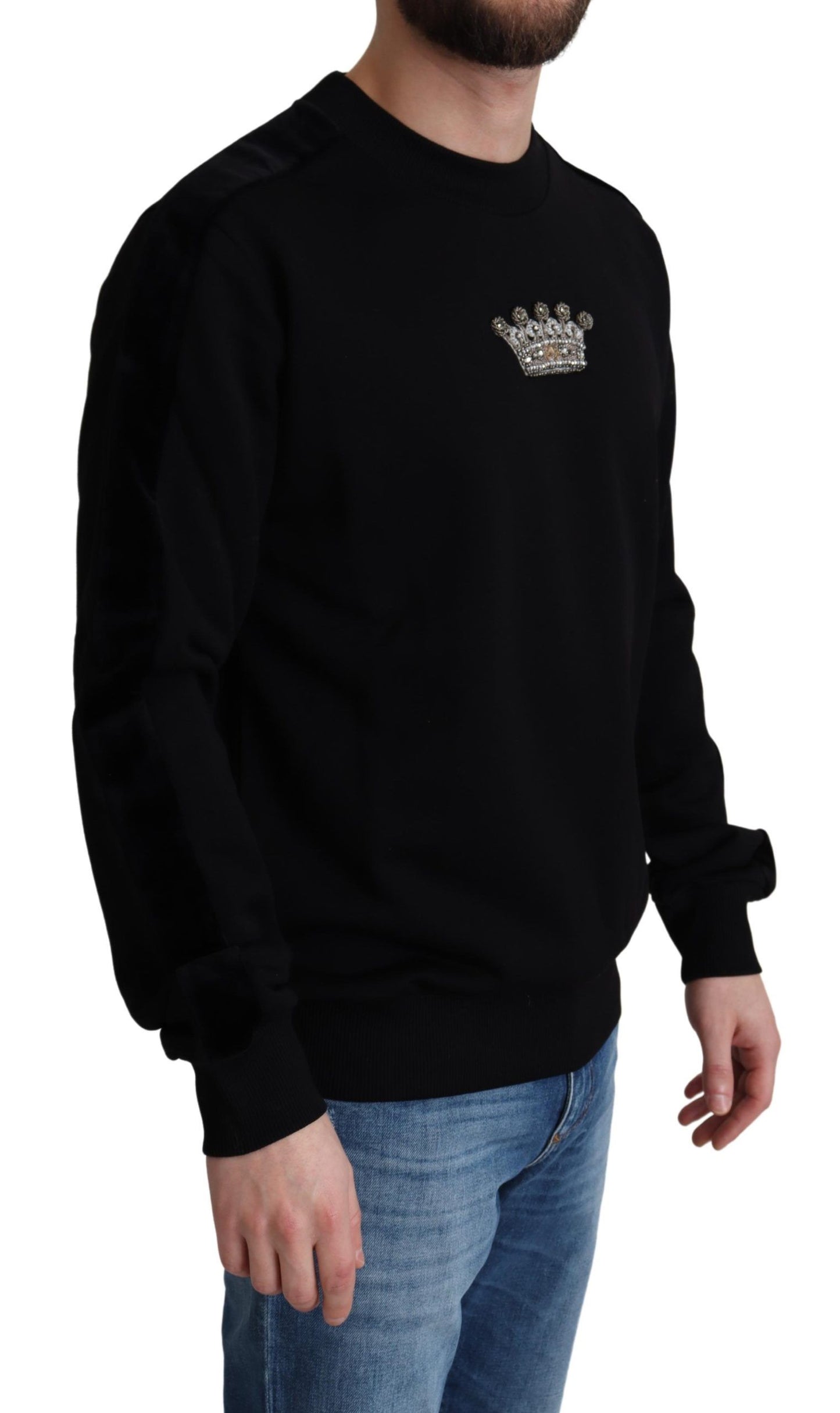 Elegant Crystal Crown Crewneck Sweater