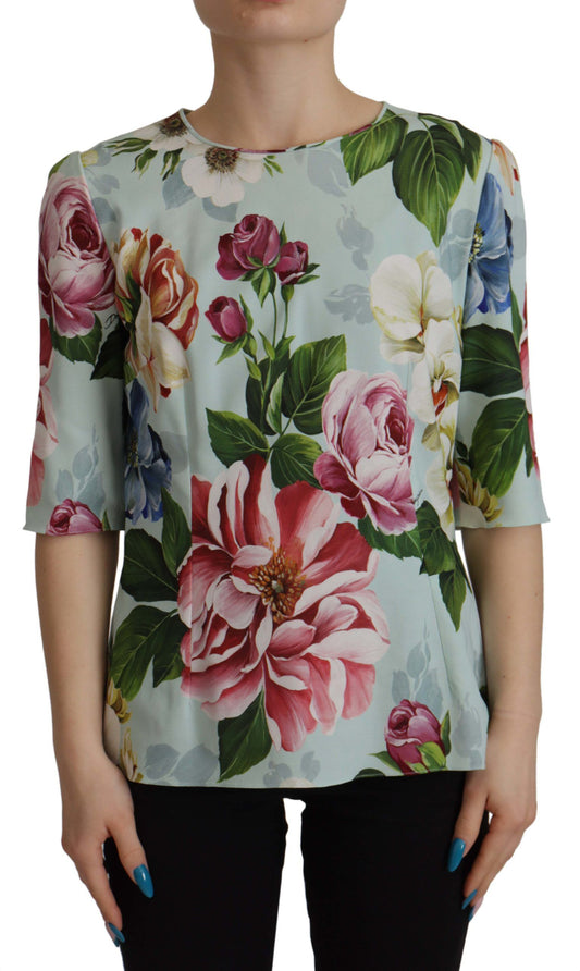 Floral Elegance Round Neck Blouse