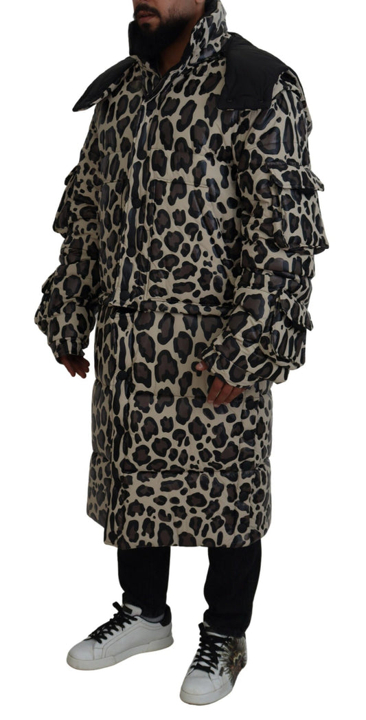 Opulent Leopard Print Parka Jacket