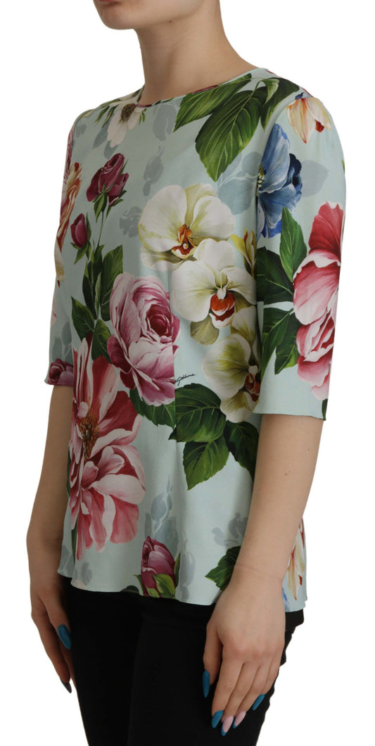 Floral Elegance Round Neck Blouse