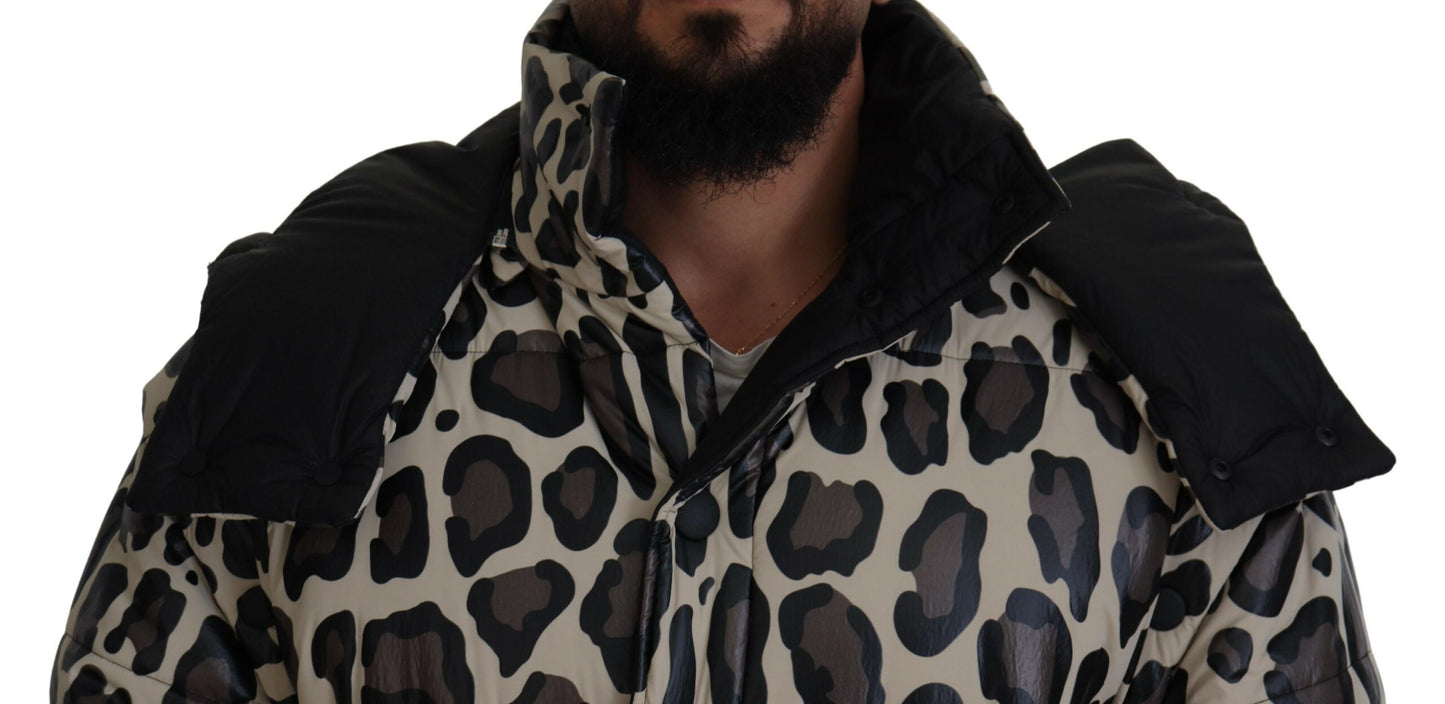 Opulent Leopard Print Parka Jacket