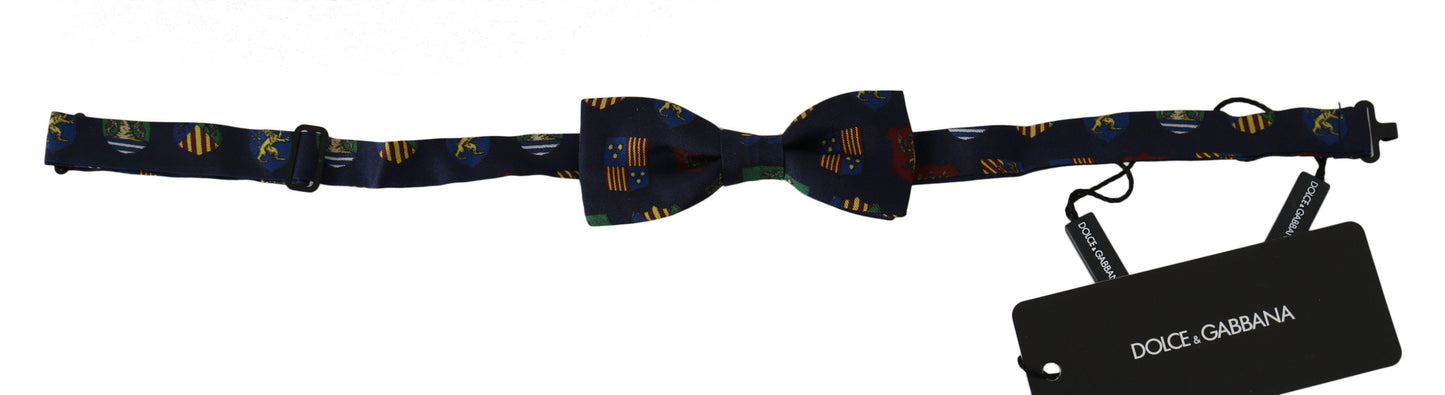 Exquisite Silk Bow Tie in Blue Flags Print