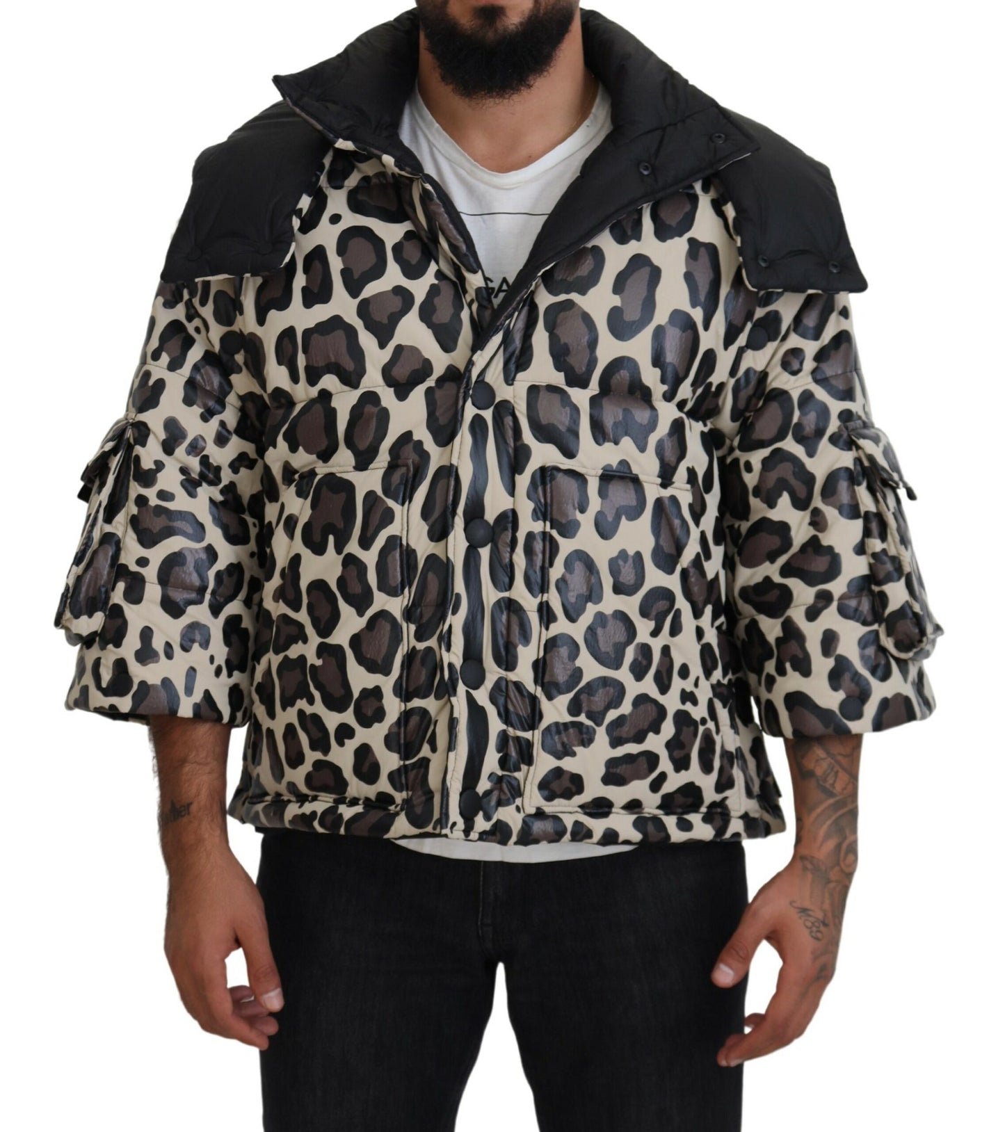 Opulent Leopard Print Parka Jacket