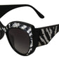 Elegant Black and Silver Sequined Butterfly Sunglasses
