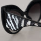 Elegant Black and Silver Sequined Butterfly Sunglasses