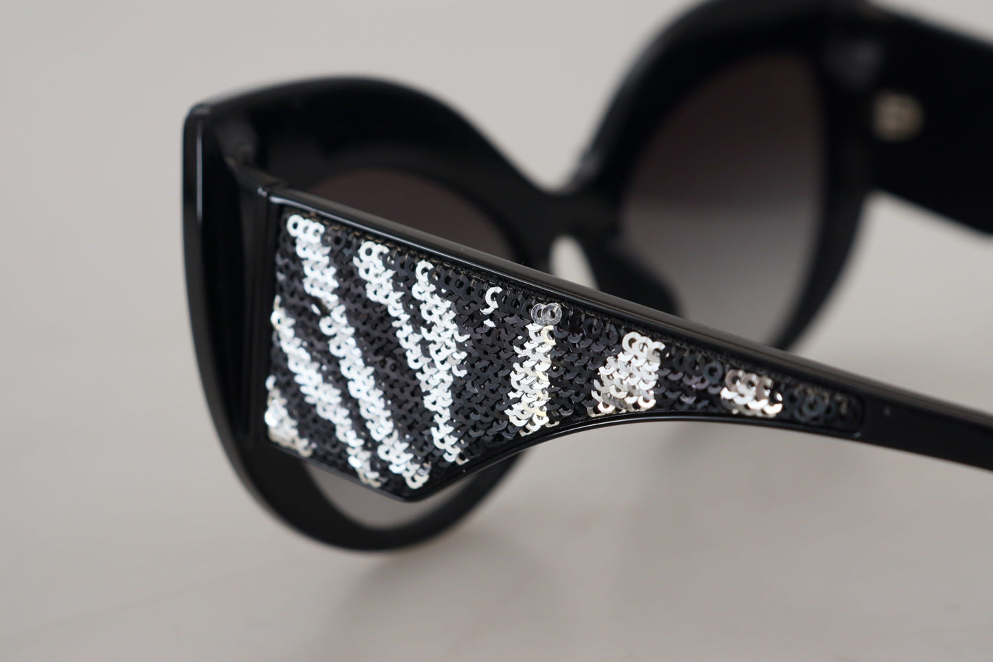 Elegant Black and Silver Sequined Butterfly Sunglasses