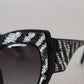Elegant Black and Silver Sequined Butterfly Sunglasses